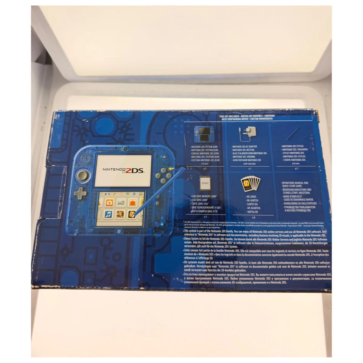 Nintendo 2DS Transparent Blue (Console met doos) Nintendo 3DS Achterkant — Console in doos