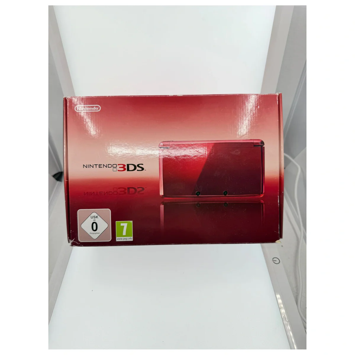 Nintendo 3DS Flame Red (mit OVP) (Nintendo 3DS) — Rückseite