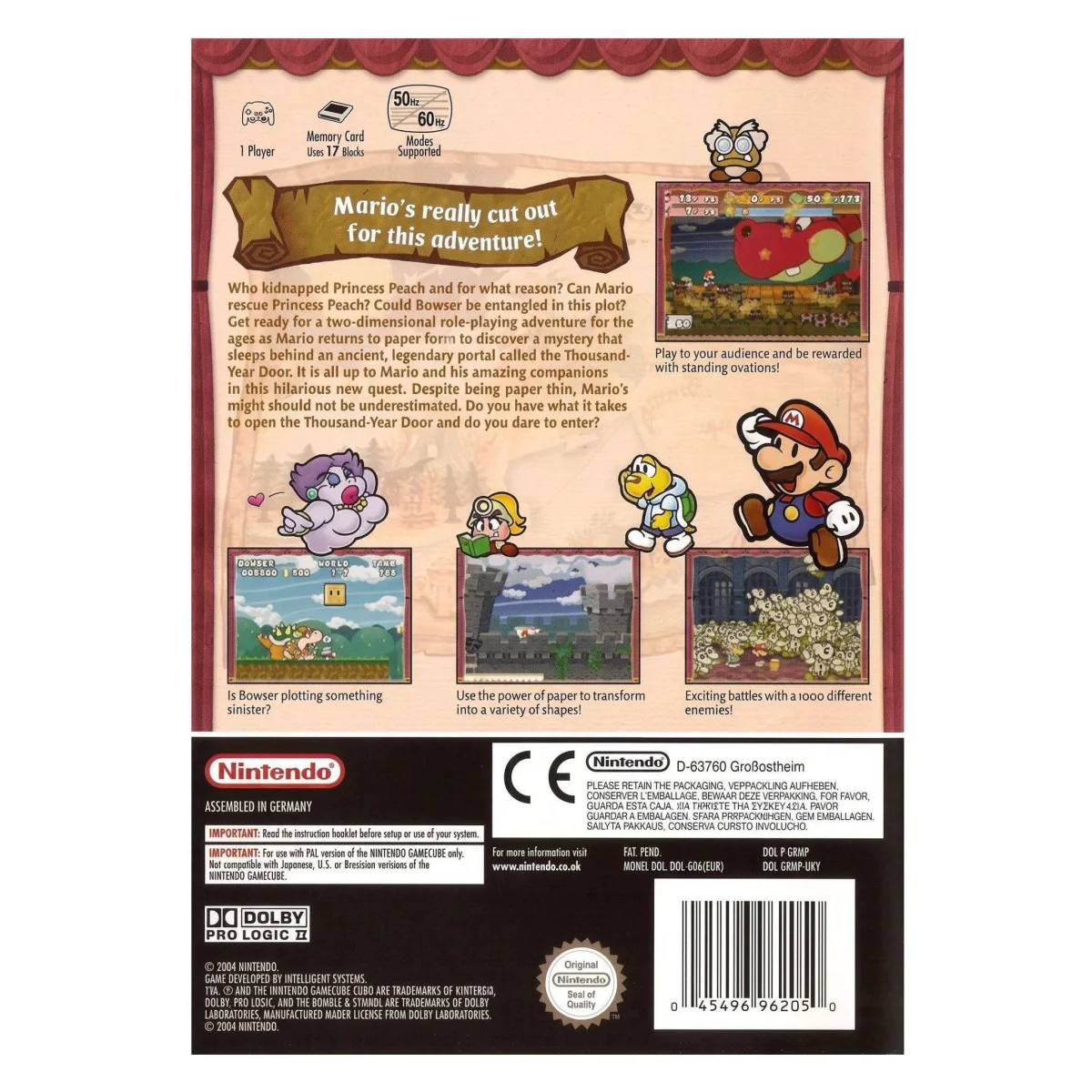Paper Mario: The Thousand-Year Door GameCube Achterkant — Game in doos