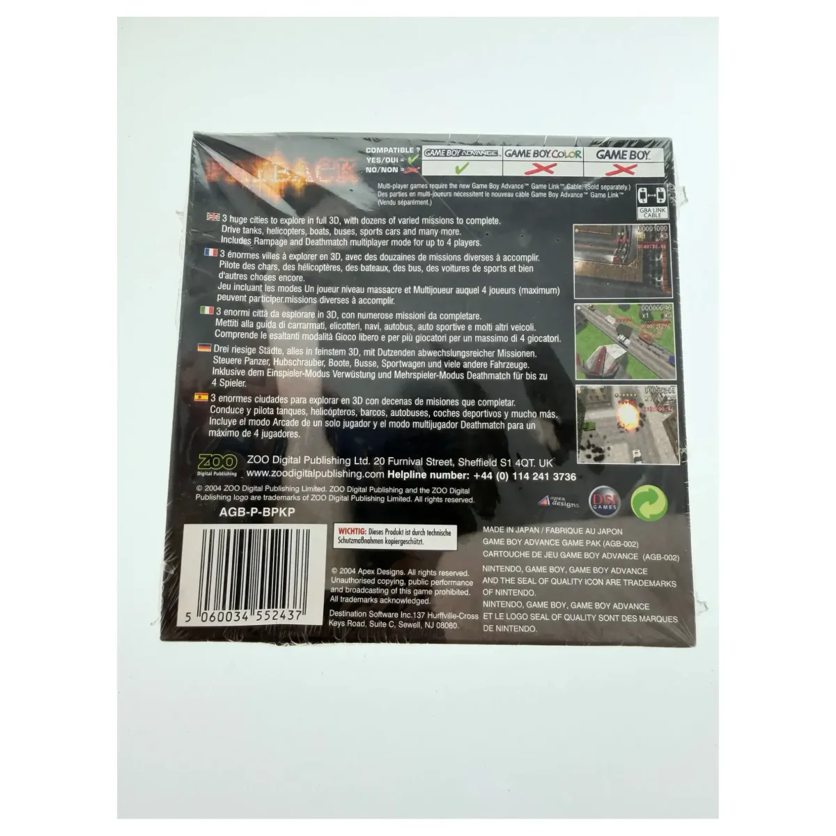 Payback (Game Boy Advance) - Sealed Game Boy Advance Achterkant — Sealed