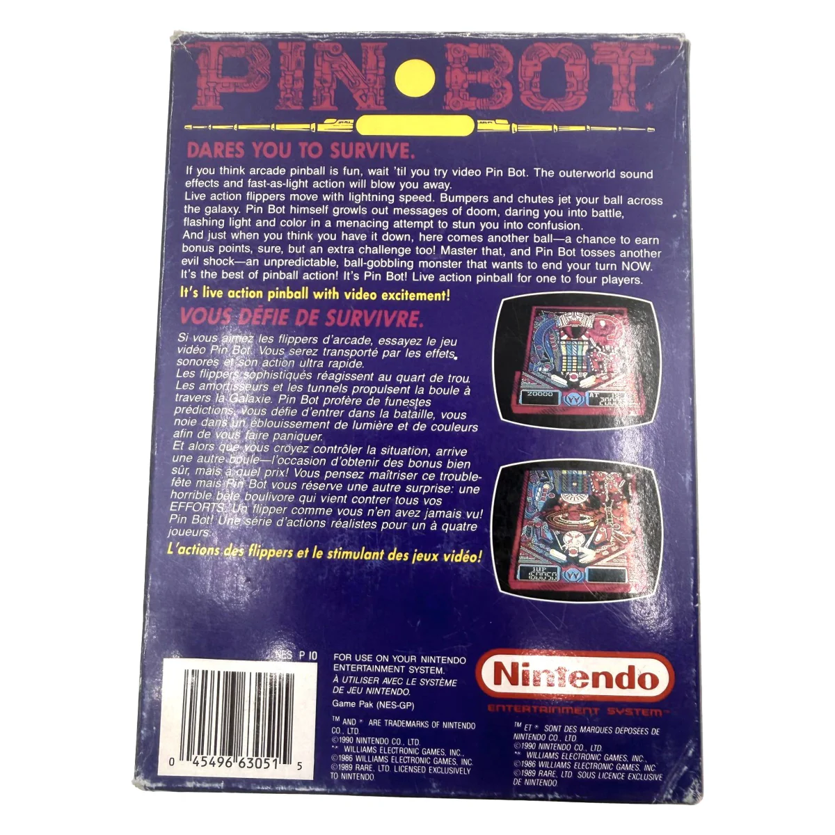 Pin Bot (NES) — Rückseite