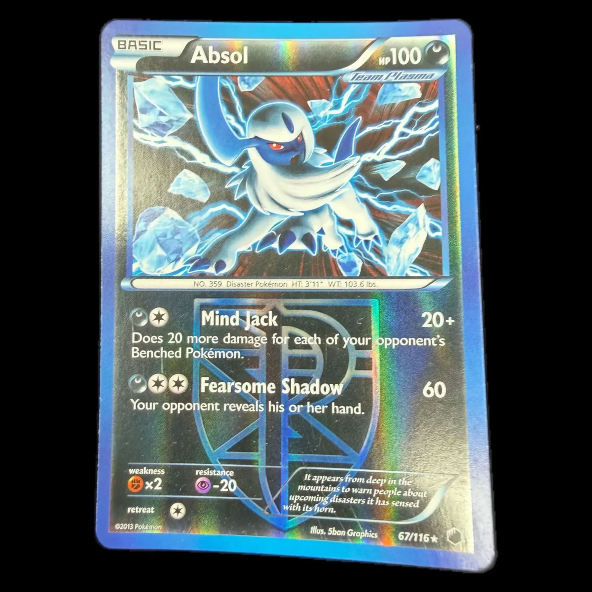 Pokemon Absol Reverse Holo (Team Plasma) — Plasma Freeze 67/116 (Pokemon Kaarten) — detailní fotografie 1