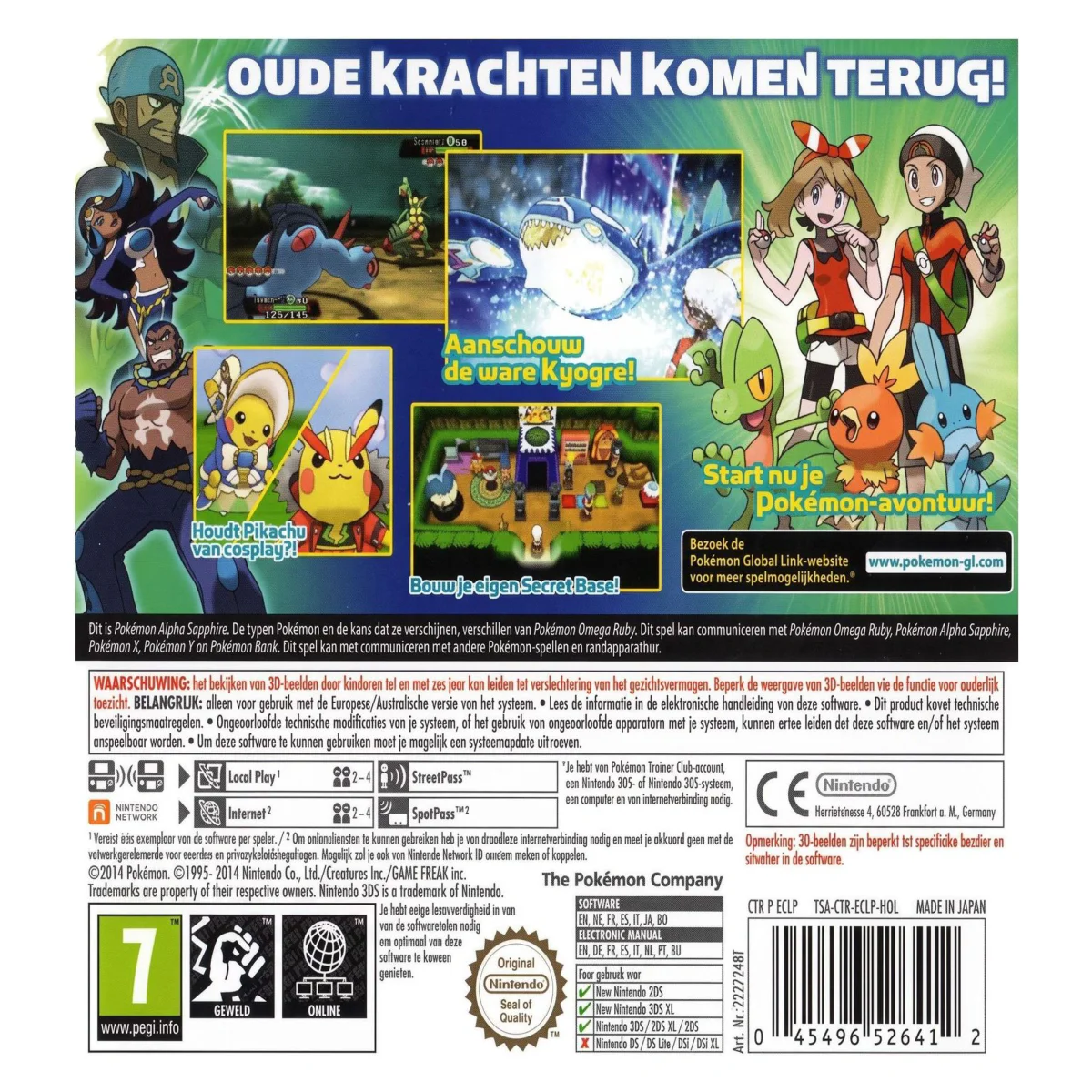 Pokemon Alpha Sapphire Nintendo 3DS Achterkant — Game in doos