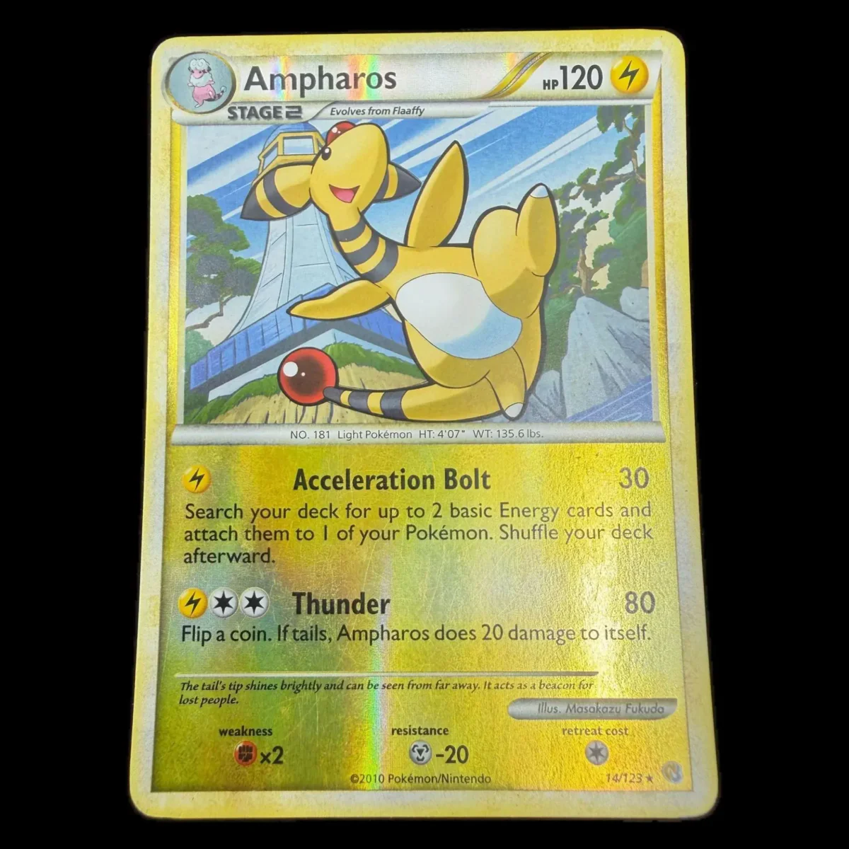 Pokemon Ampharos Reverse Holo — HeartGold SoulSilver 14/123 (Pokemon Kaarten) — Enkelt kort