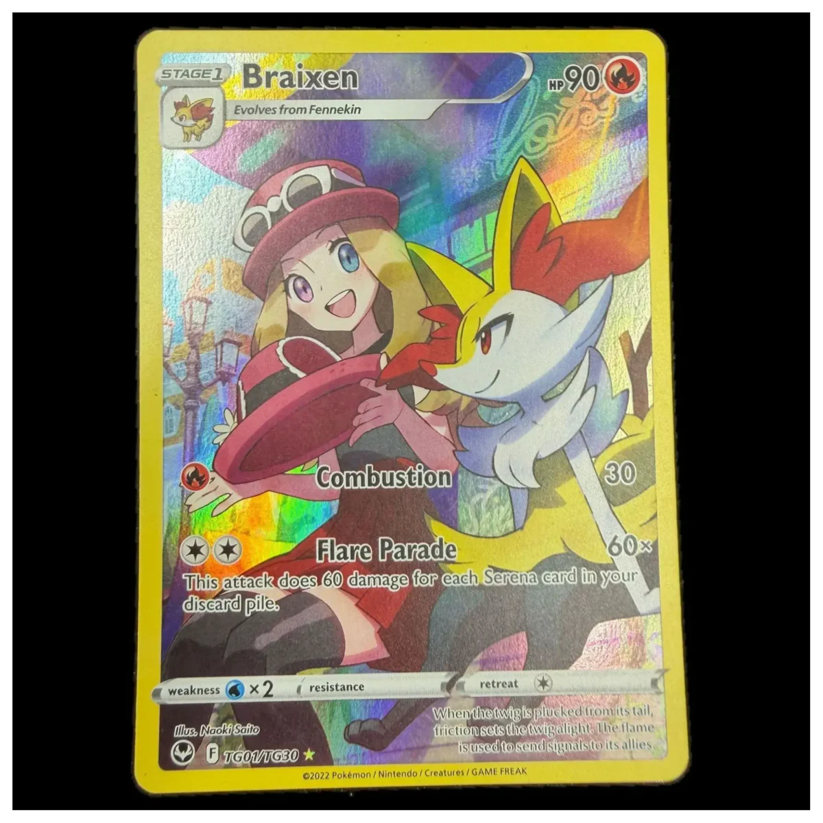 Pokemon Braixen — Silver Tempest Trainer Gallery TG01/TG30 (Pokemon Kaarten) — Jednotlivá karta