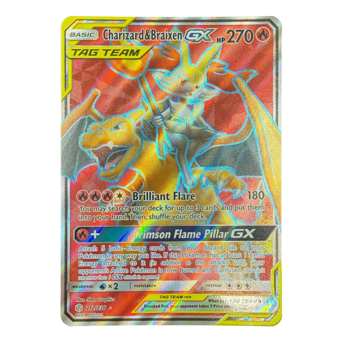Pokemon Charizard & Braixen GX — Cosmic Eclipse 212/236 (Pokemon Kaarten) — Detailfoto 1