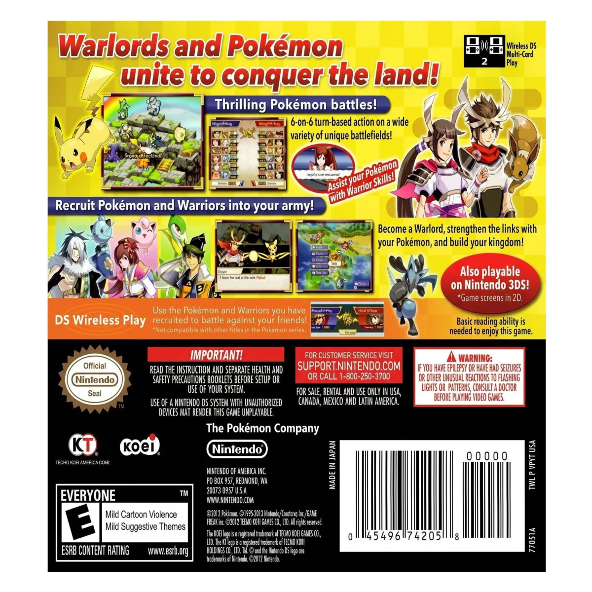Pokemon Conquest (USA) (Nintendo DS) — zadná strana