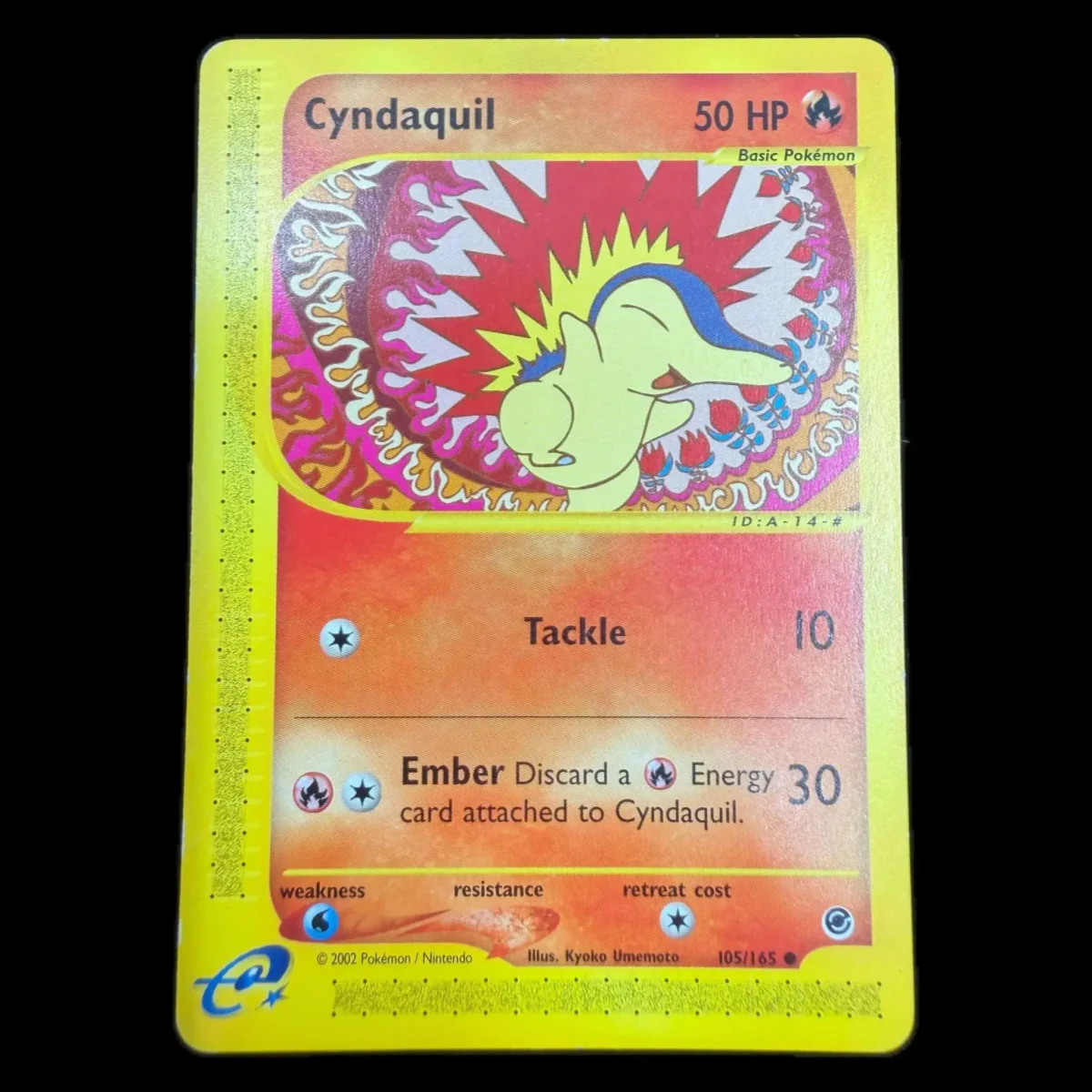 Pokemon Cyndaquil Reverse Holo — Expedition 105/165 Pokemon Kaarten Voorkant — Losse kaart