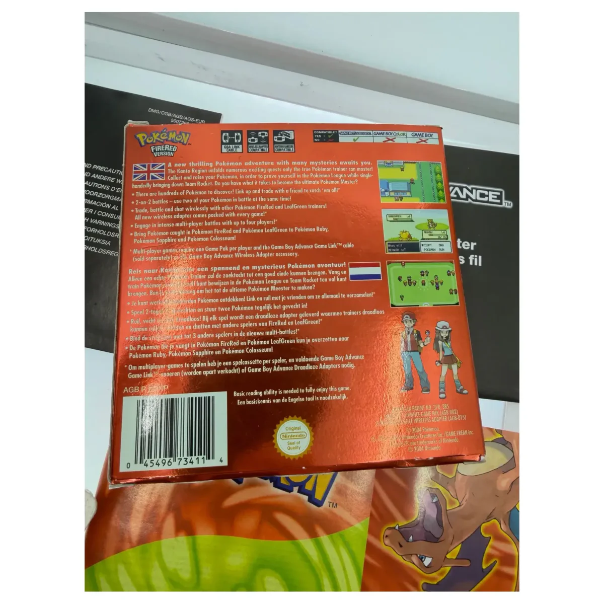 Pokemon Fire Red Game Boy Advance Achterkant — Game in doos