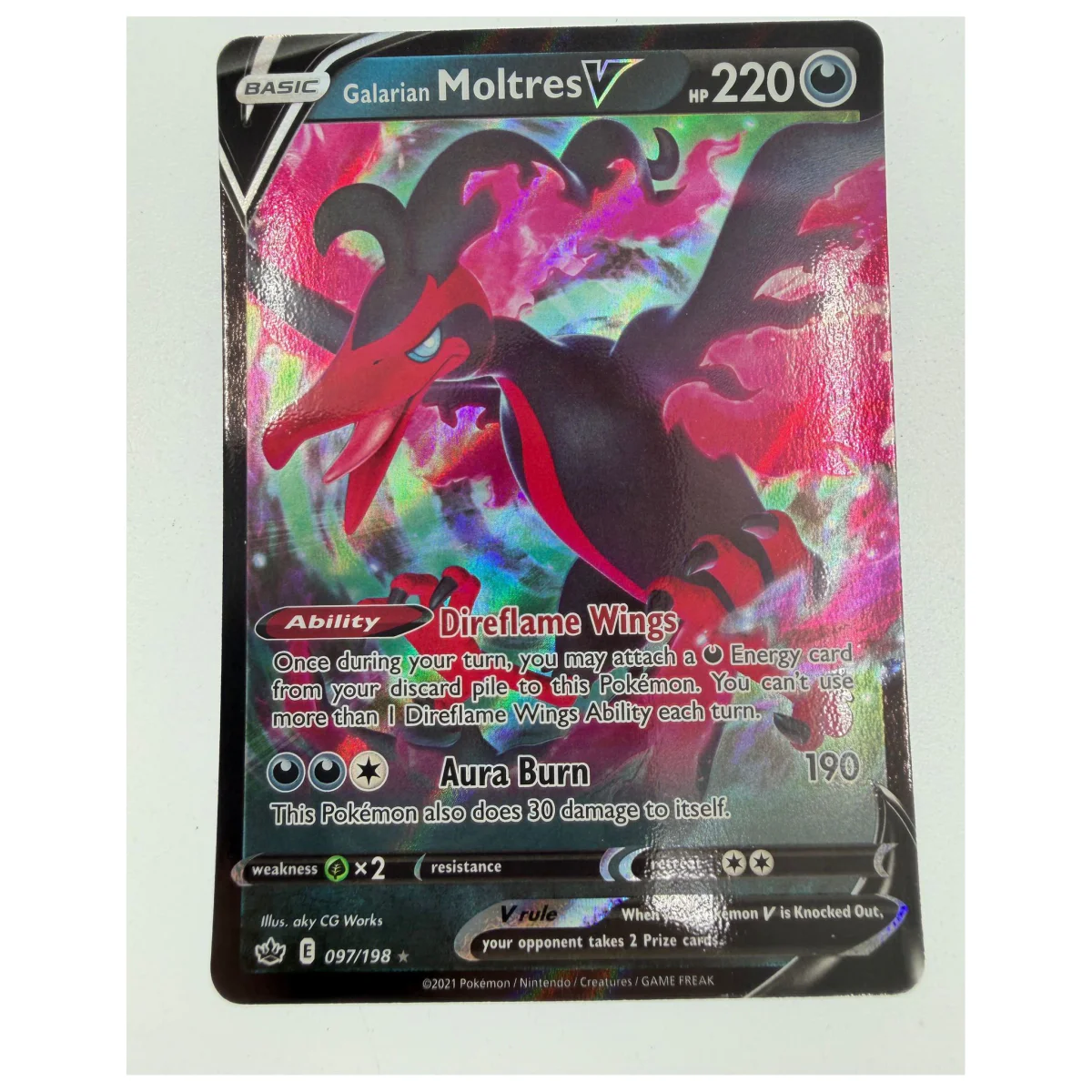 Pokemon Galarian Moltres V — Chilling Reign 097/198 (Pokemon Kaarten) — Carta suelta