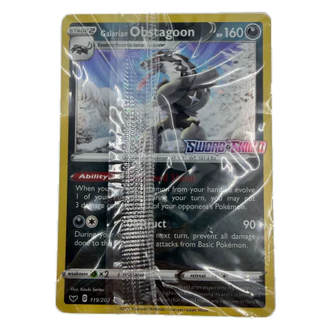 Pokemon Galarian Obstagoon Prerelease Promo — Sword & Shield 119/202 (sealed) — Pokémon kortelės