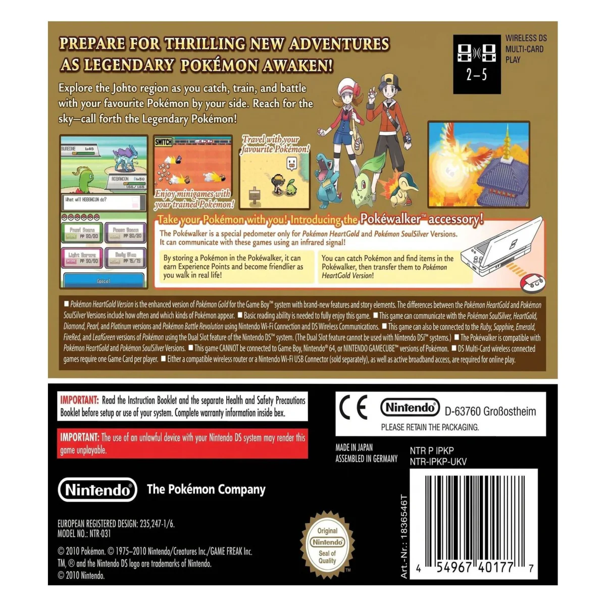 Pokemon HeartGold Nintendo DS Achterkant — Game in doos