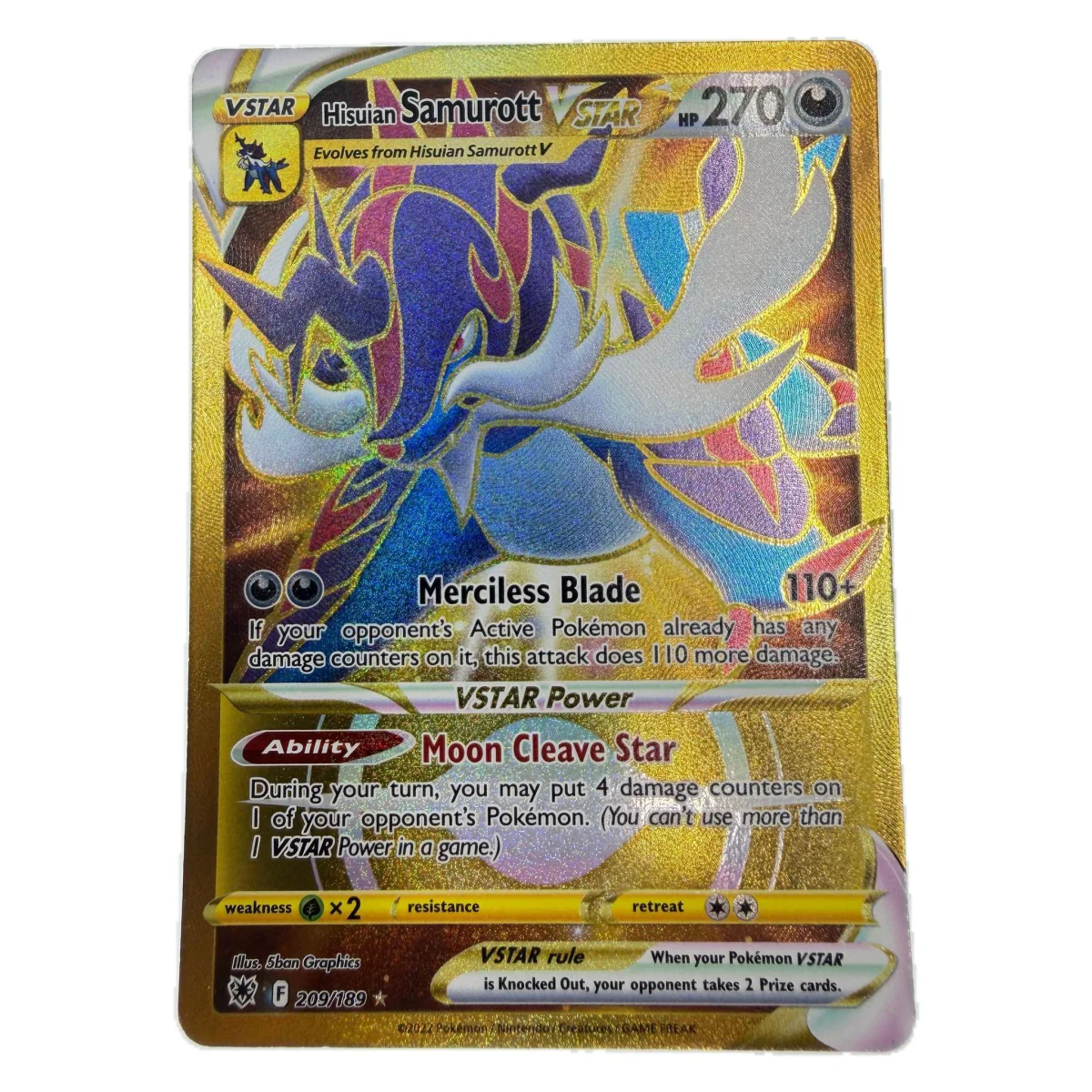 Pokemon Hisuian Samurott VSTAR Gold — Astral Radiance 209/189 (Pokemon Kaarten) — Jednotlivá karta