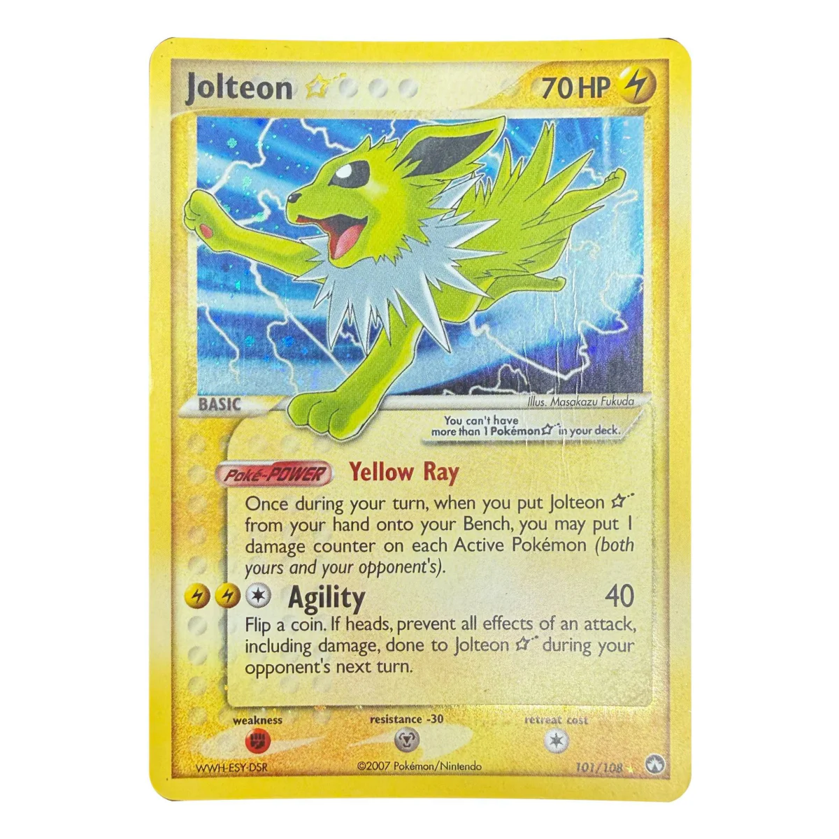 Pokemon Jolteon Gold Star — EX Power Keepers 101/108 (Pokemon Kaarten) — detailní fotografie 3