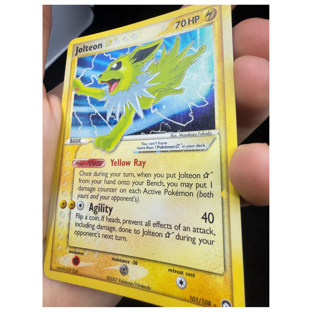 Pokemon Jolteon Gold Star — EX Power Keepers 101/108 (Pokemon Kaarten) — detailní fotografie 5