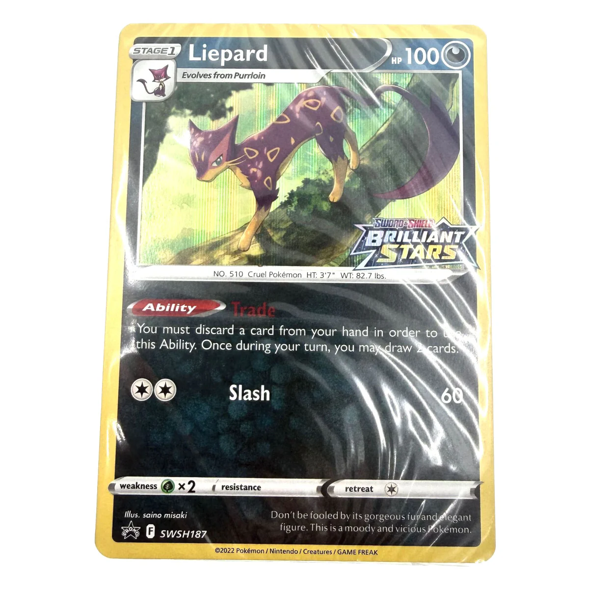 Pokemon Liepard Prerelease Promo — SWSH Black Star Promo SWSH187 (sealed) (Pokemon Kaarten) — Fabrikneu versiegelt (sealed)