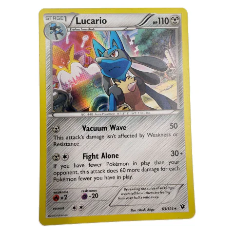 Pokemon Lucario Holo — Fates Collide 63/124 — Pokémon kortelės