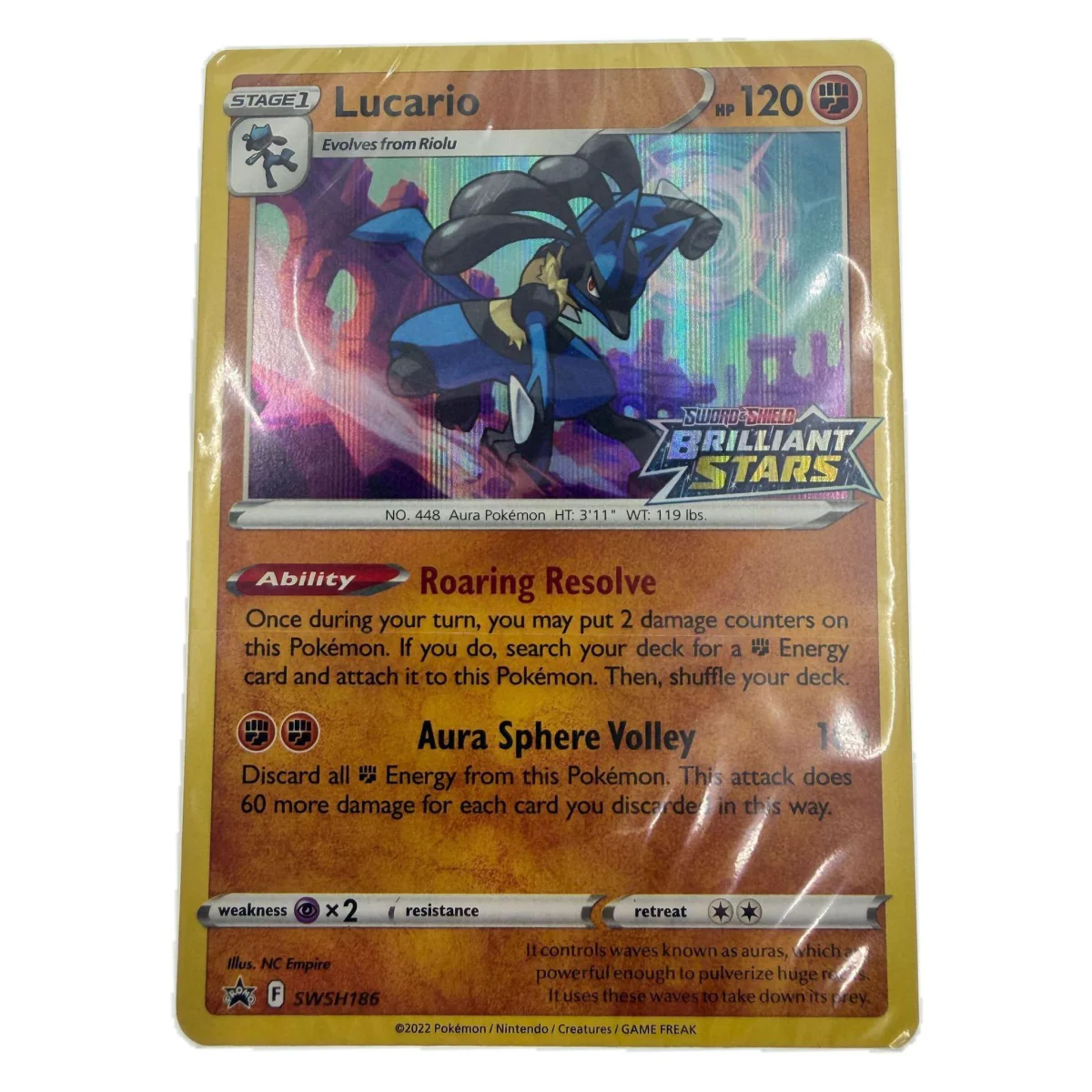 Pokemon Lucario Prerelease Promo — SWSH Black Star Promo SWSH186 (sealed) (Pokemon Kaarten) — Fabrikneu versiegelt (sealed)