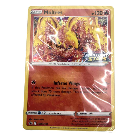 Pokemon Moltres Prerelease Promo — SWSH Black Star Promo SWSH185 (sealed) — Pokémon kortelės