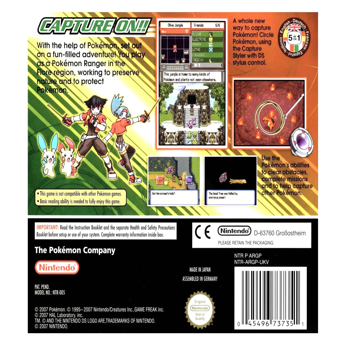 Pokemon Ranger Nintendo DS Achterkant — Game in doos