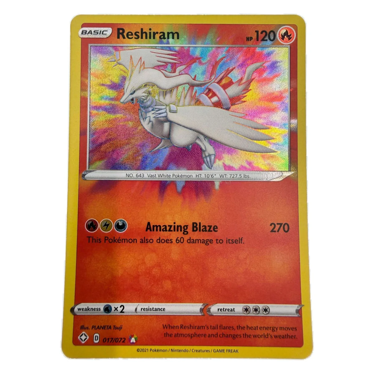 Pokemon Reshiram Amazing Rare — Shining Fates 017/072 (Pokemon Kaarten) — Jednotlivá karta