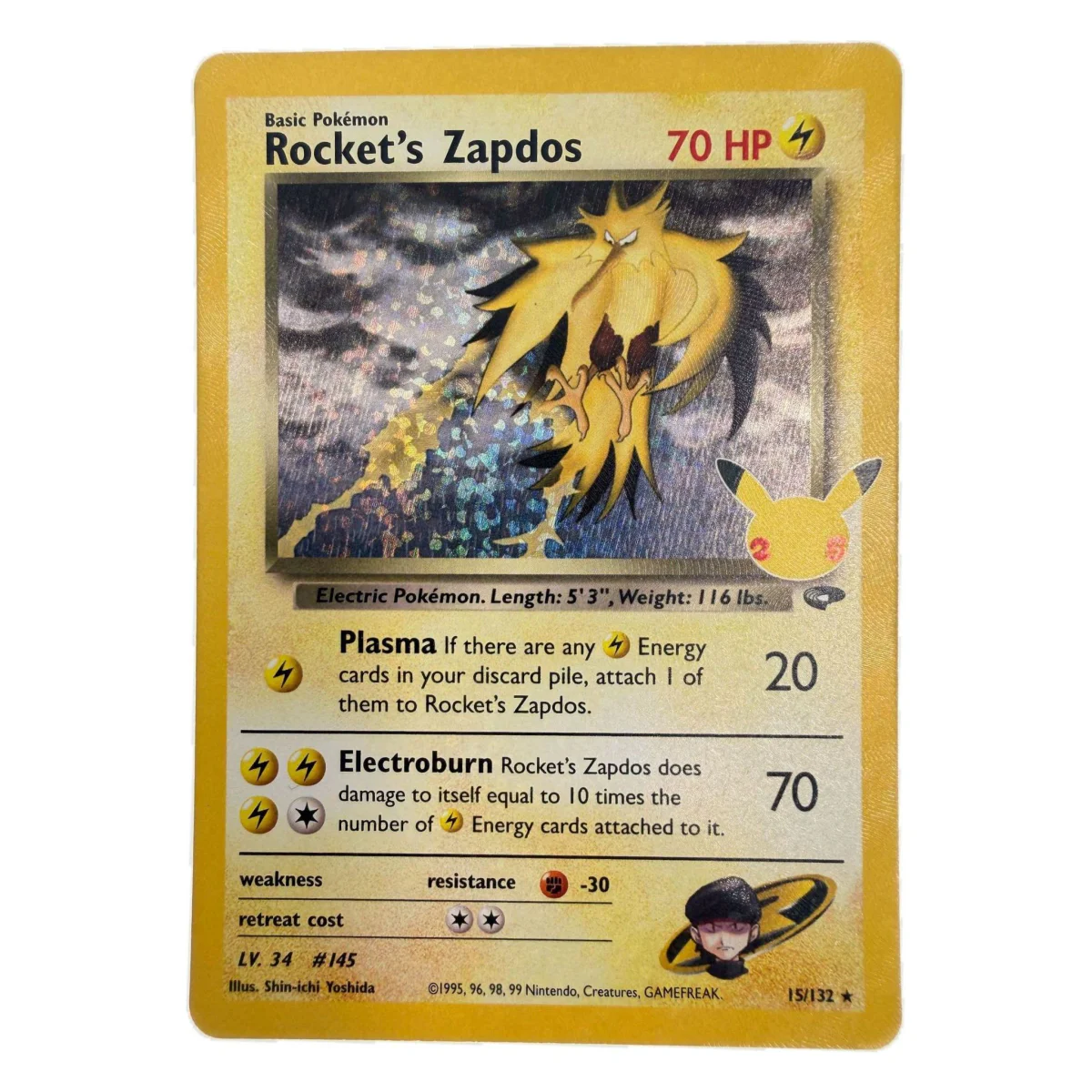 Pokemon Rocket's Zapdos — Celebrations Classic Collection 15/132 (Pokemon Kaarten) — Единична карта