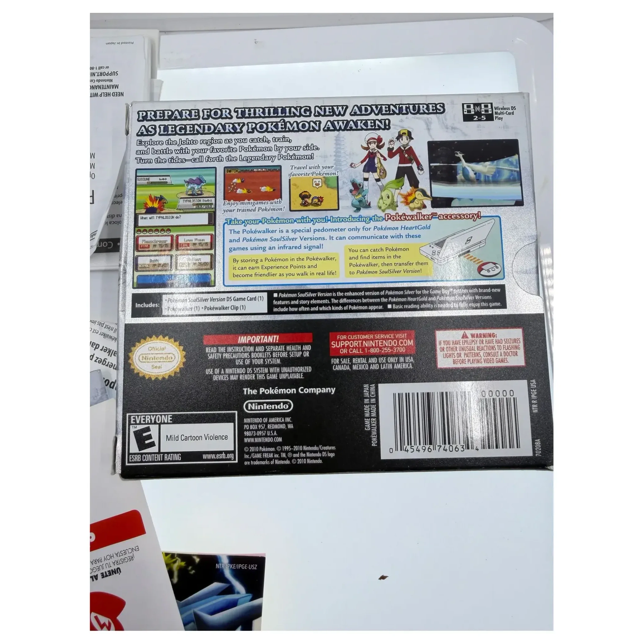 Pokemon SoulSilver + Pokewalker (USA) Nintendo DS Detail — Game in doos met handleiding