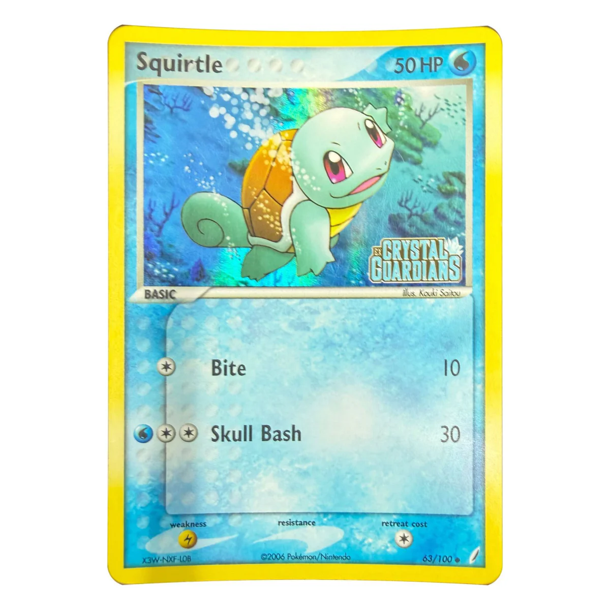 Pokemon Squirtle Reverse Holo (Stamped) — EX Crystal Guardians 63/100 (Pokemon Kaarten) — detailní fotografie 1