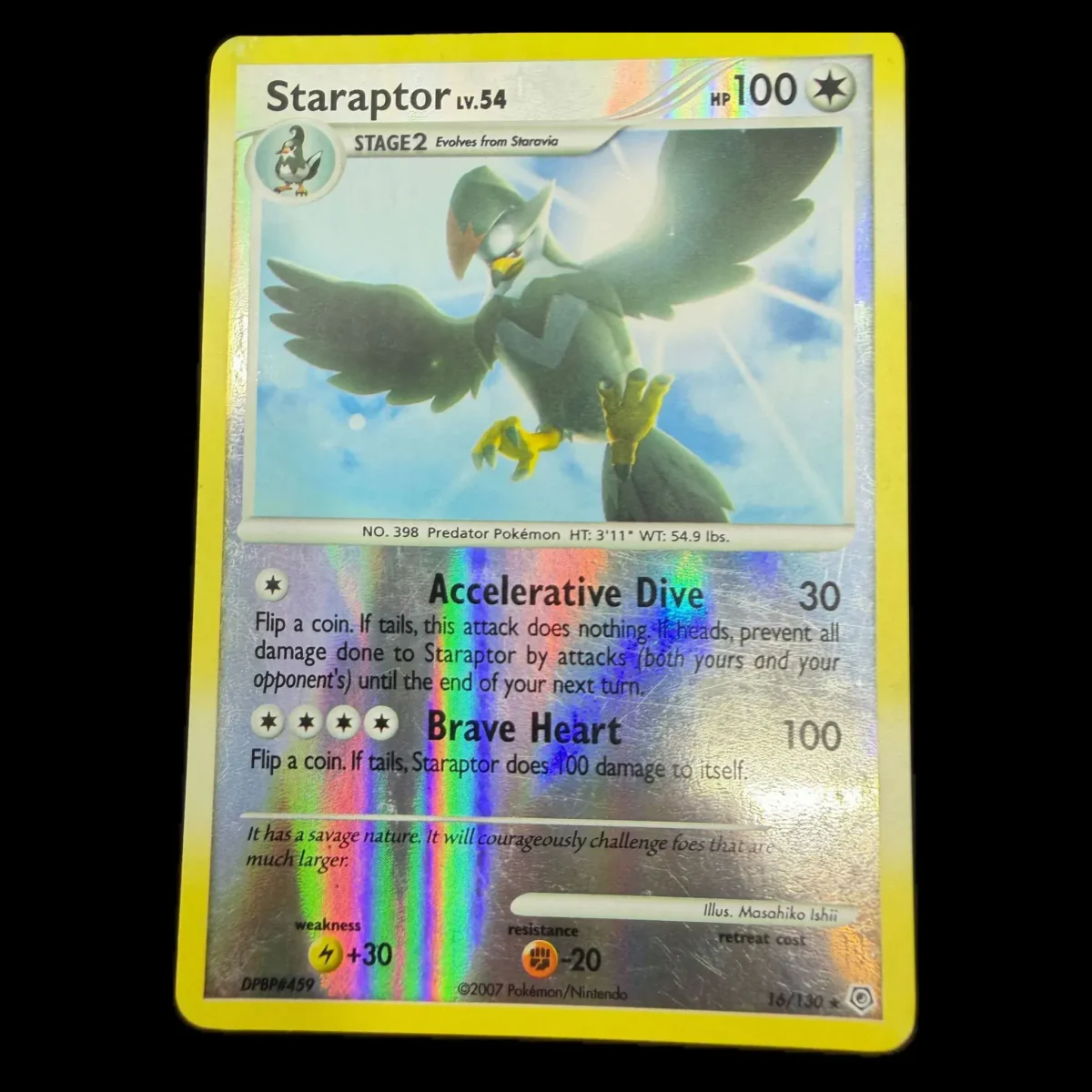 Pokemon Staraptor Reverse Holo — Diamond & Pearl 16/130 Pokemon Kaarten Voorkant — Losse kaart