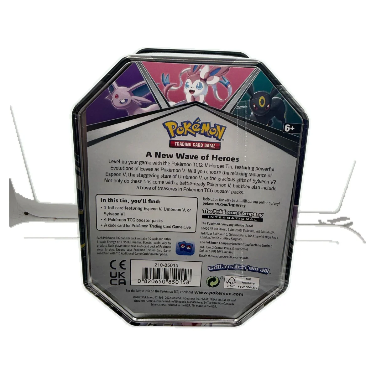 Pokemon TCG: Espeon V Tin (V Heroes) (Pokemon Kaarten) — back of the box