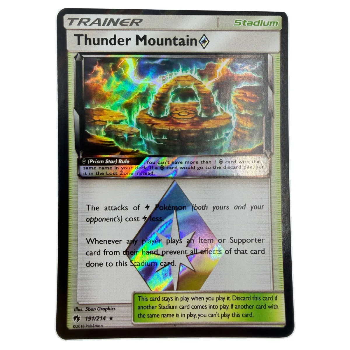 Pokemon Thunder Mountain Prism Star (Trainer) — Lost Thunder 191/214 (Pokemon Kaarten) — Jednotlivá karta
