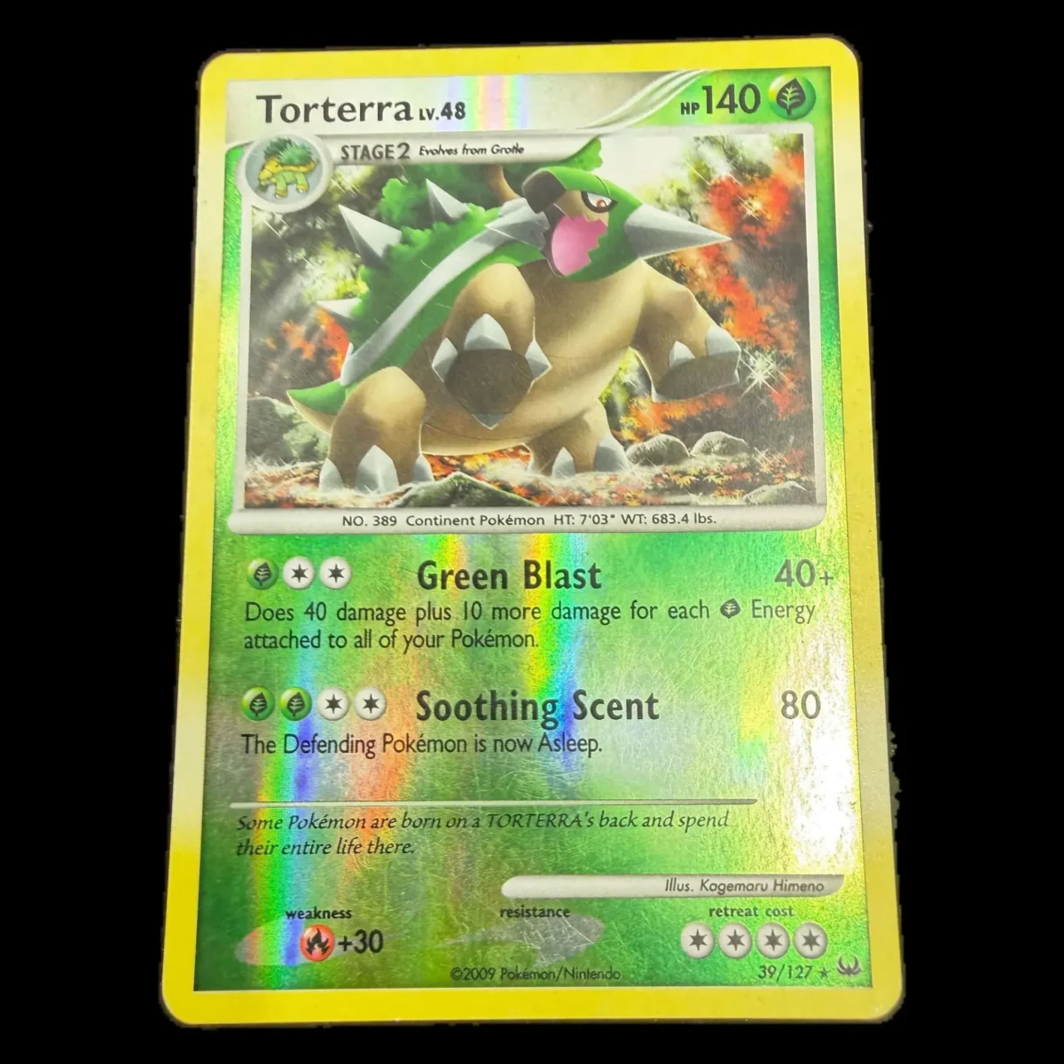 Pokemon Torterra Reverse Holo — Platinum 39/127 Pokemon Kaarten Voorkant — Losse kaart