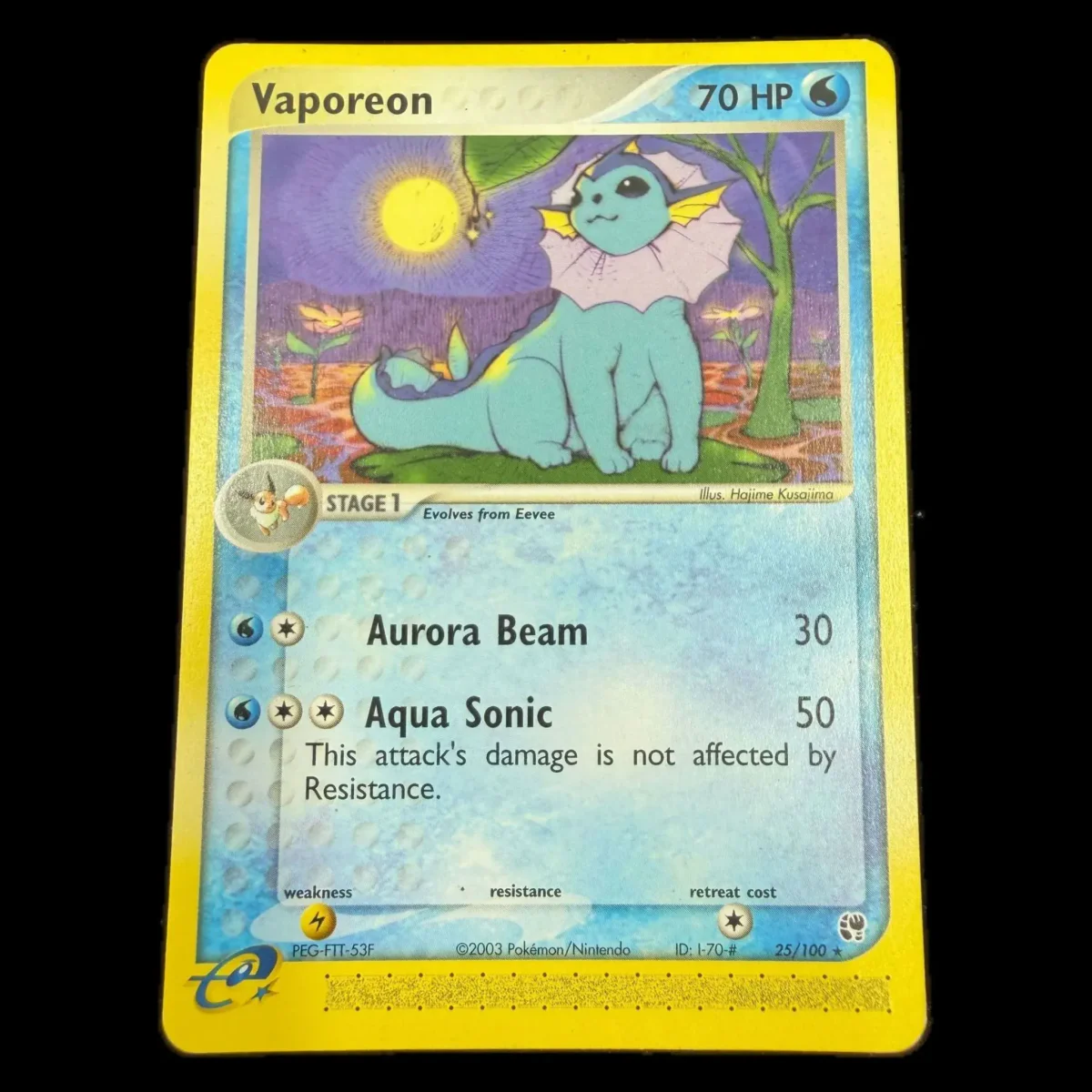 Pokemon Vaporeon — EX Sandstorm 25/100 Pokemon Kaarten Voorkant — Losse kaart