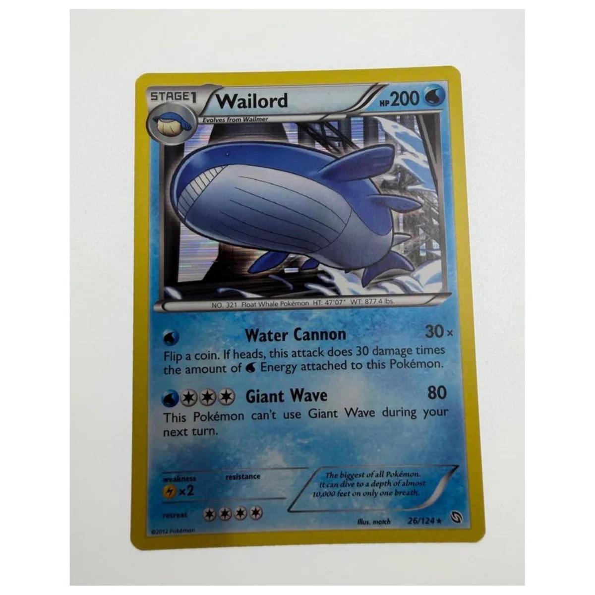 Pokemon Wailord — Dragons Exalted 26/124 (Holo Rare) (Pokemon Kaarten) — Carta suelta