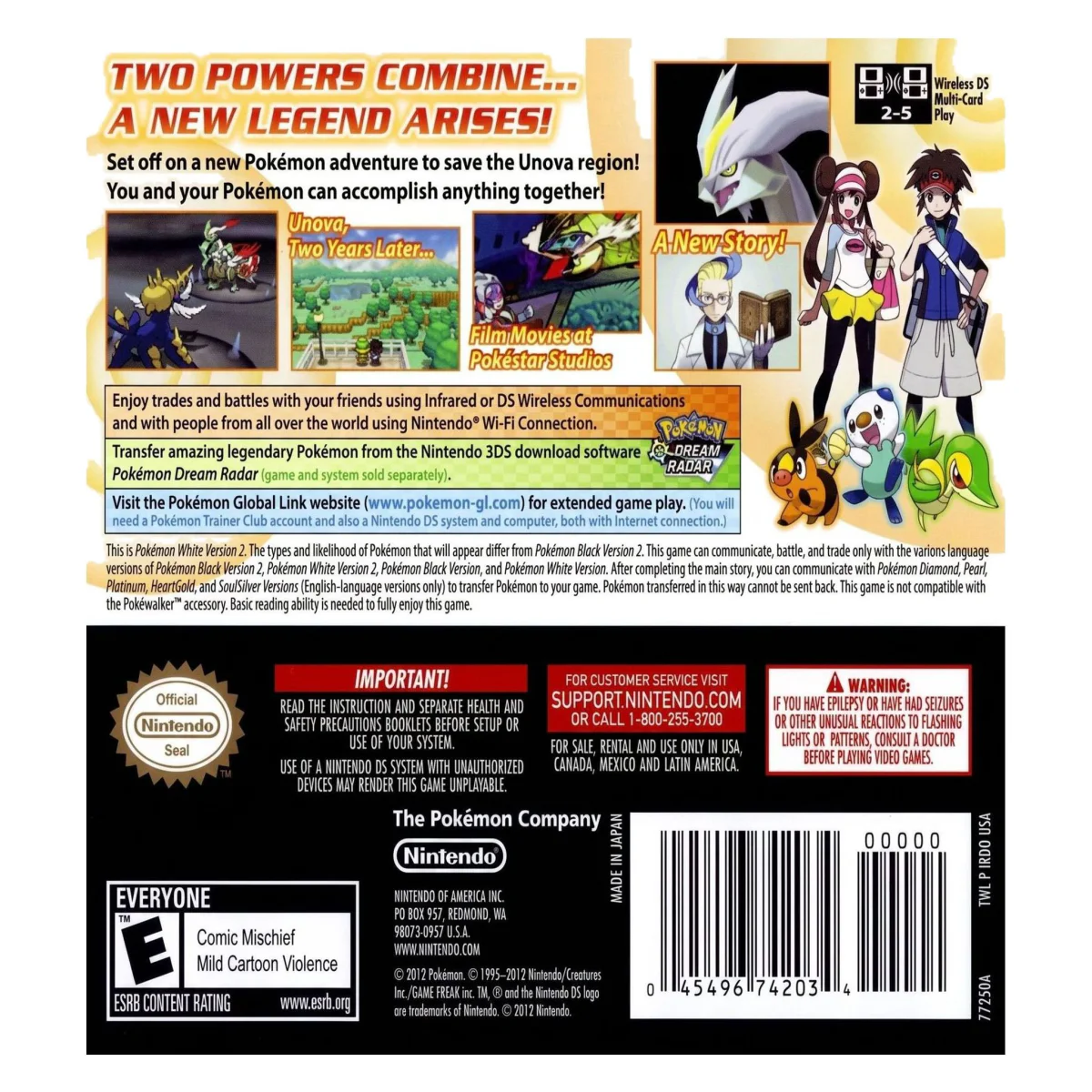 Pokemon White 2 Nintendo DS Achterkant — Game in doos