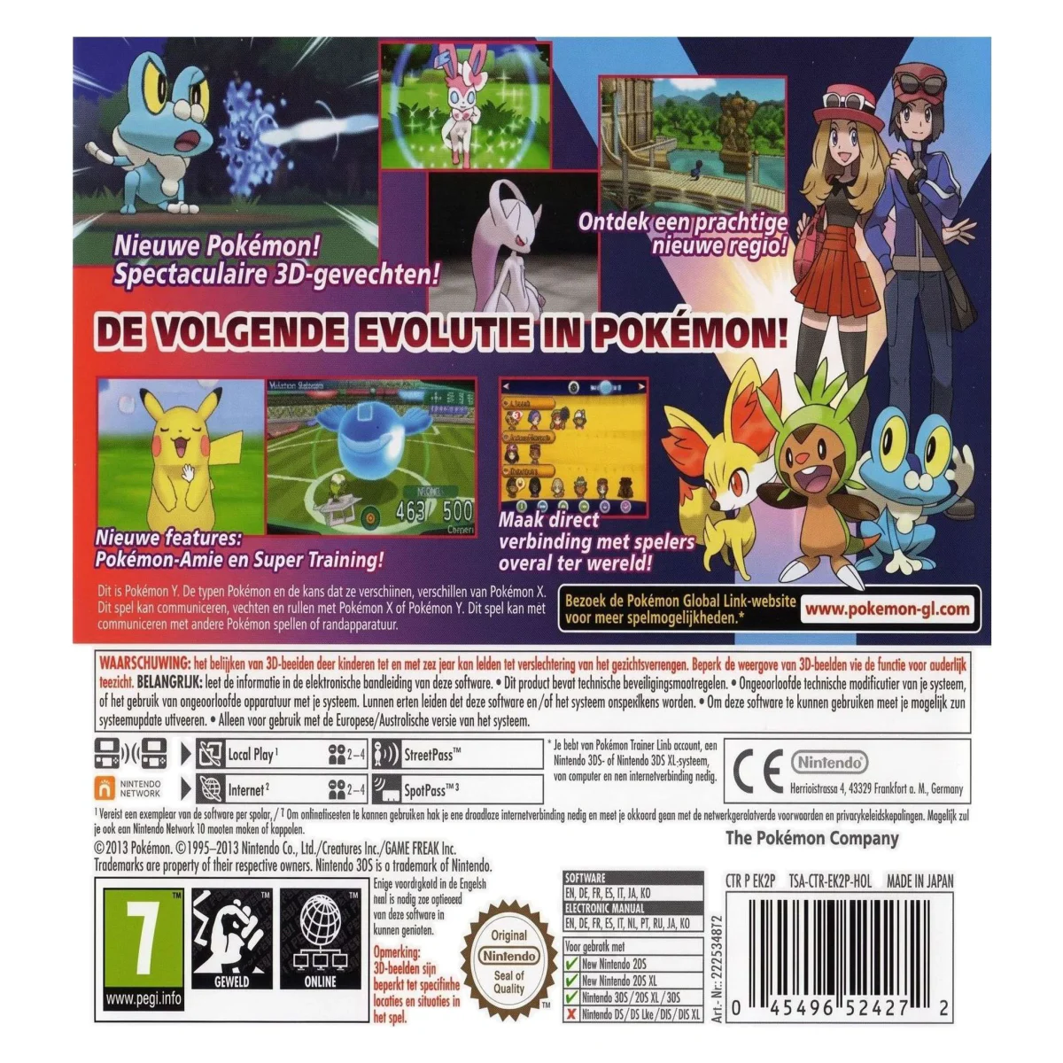 Pokemon Y Nintendo 3DS Achterkant — Game in doos
