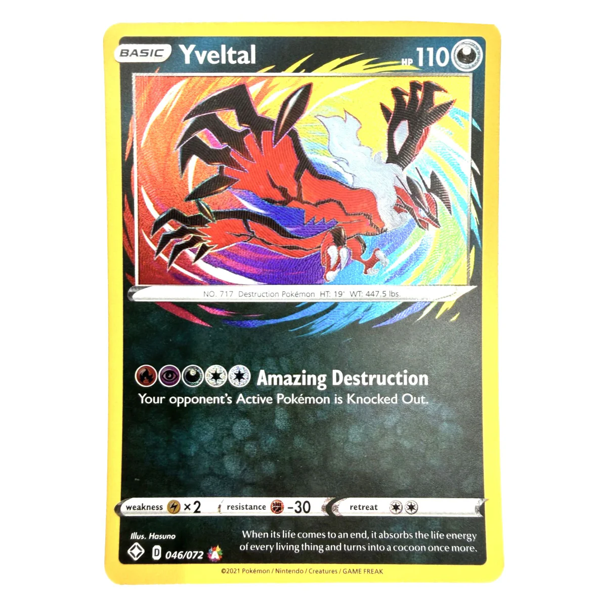 Pokemon Yveltal Amazing Rare — Shining Fates 046/072 (Pokemon Kaarten) — Pojedyncza karta