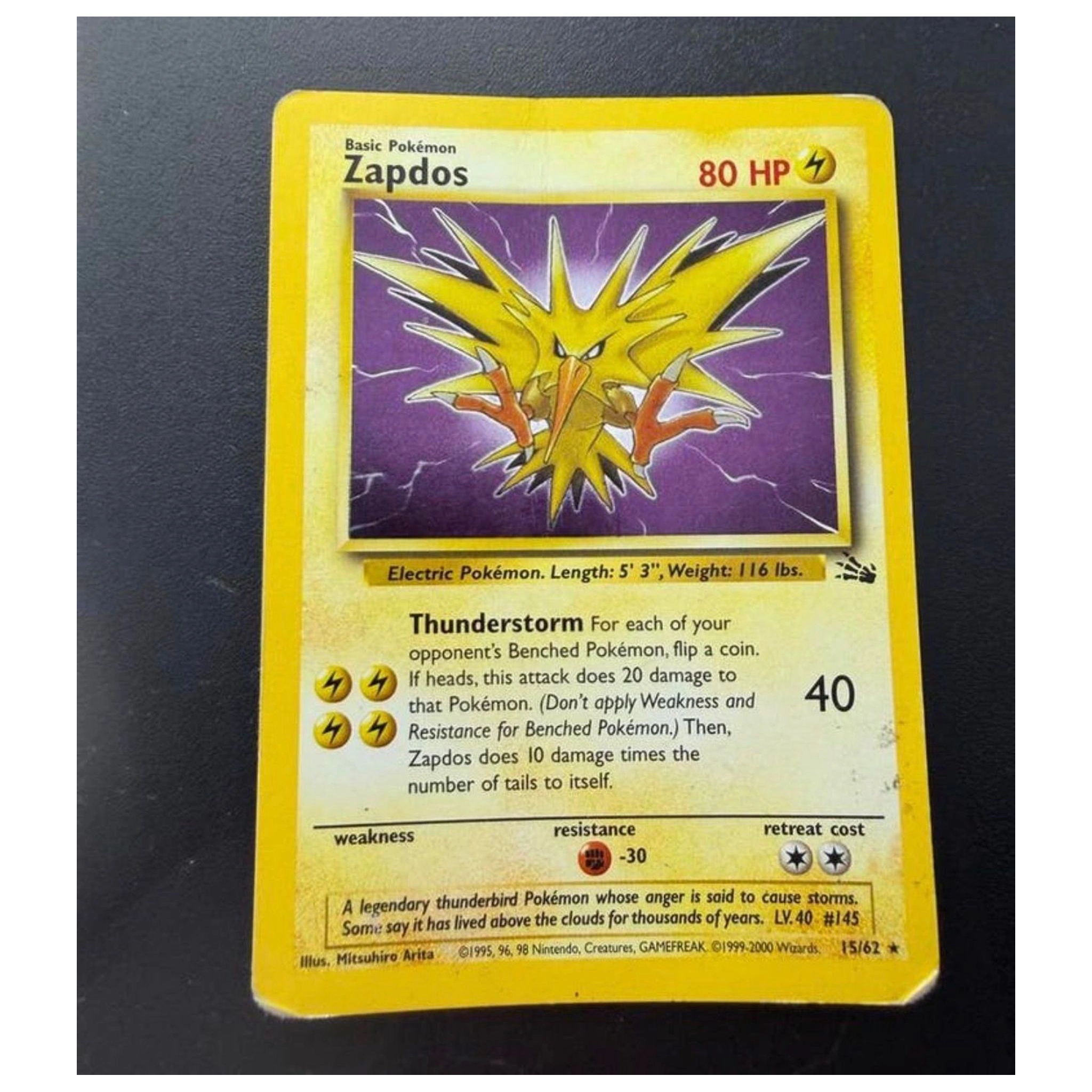 Pokemon Zapdos — Fossil 15/62 (Holo) (Pokemon Kaarten) Losse kaart — Near Mint staat — origineel kopen bij Gameshop Enter