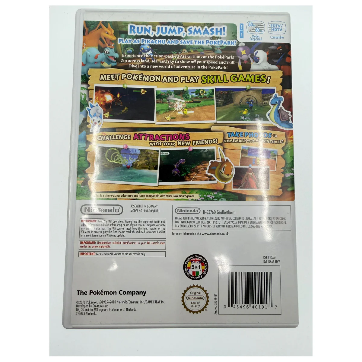 PokePark Wii: Pikachu's Adventure (Nintendo Selects) (Wii) — zadní strana