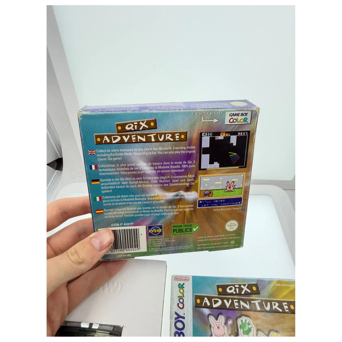 Qix Adventure Game Boy / Color Achterkant — Game in doos met handleiding