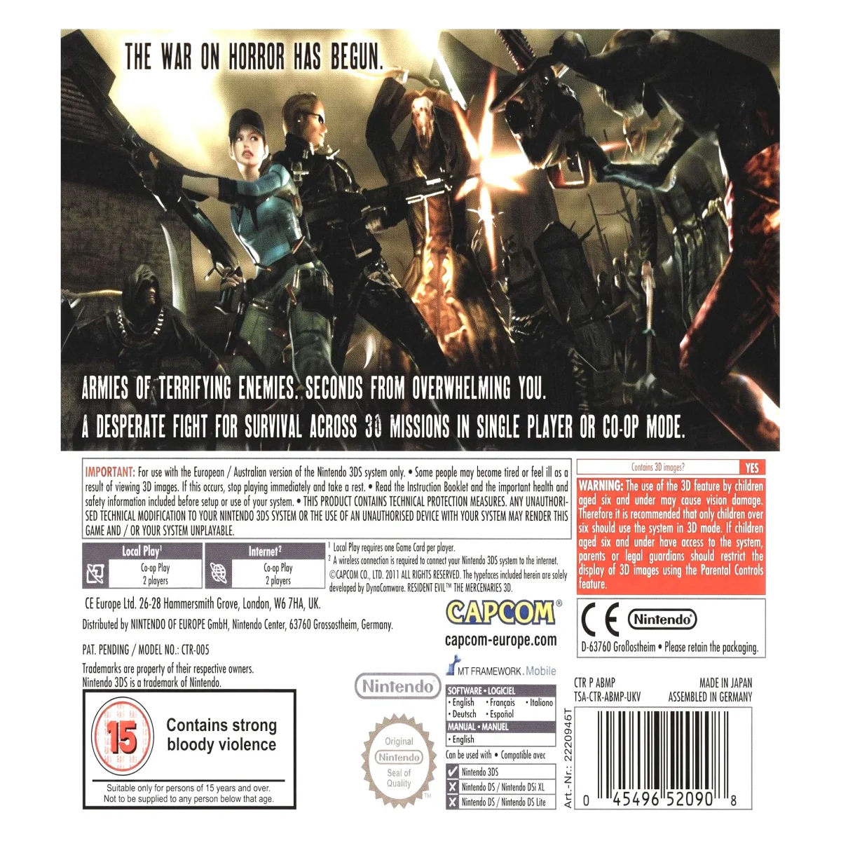 Resident Evil: The Mercenaries 3D (Nintendo 3DS) — tagakülg