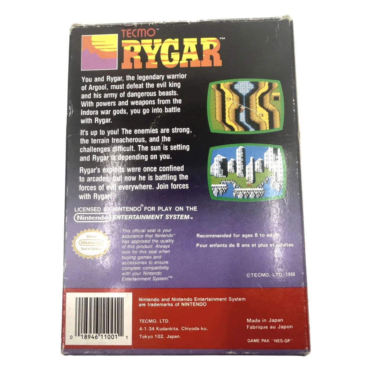 Rygar NES Achterkant — Game in doos