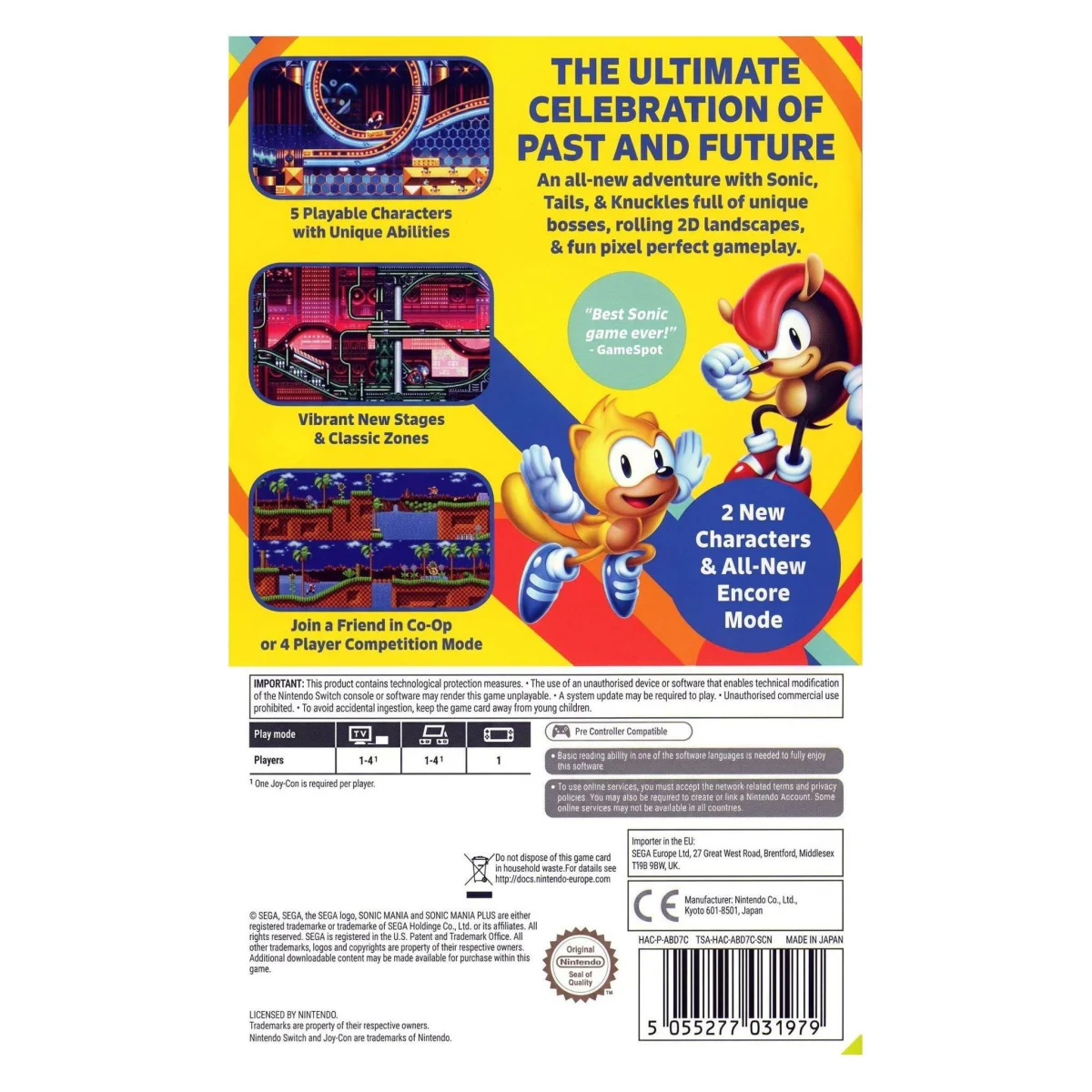 Sonic Mania Plus Nintendo Switch Achterkant — Game in doos