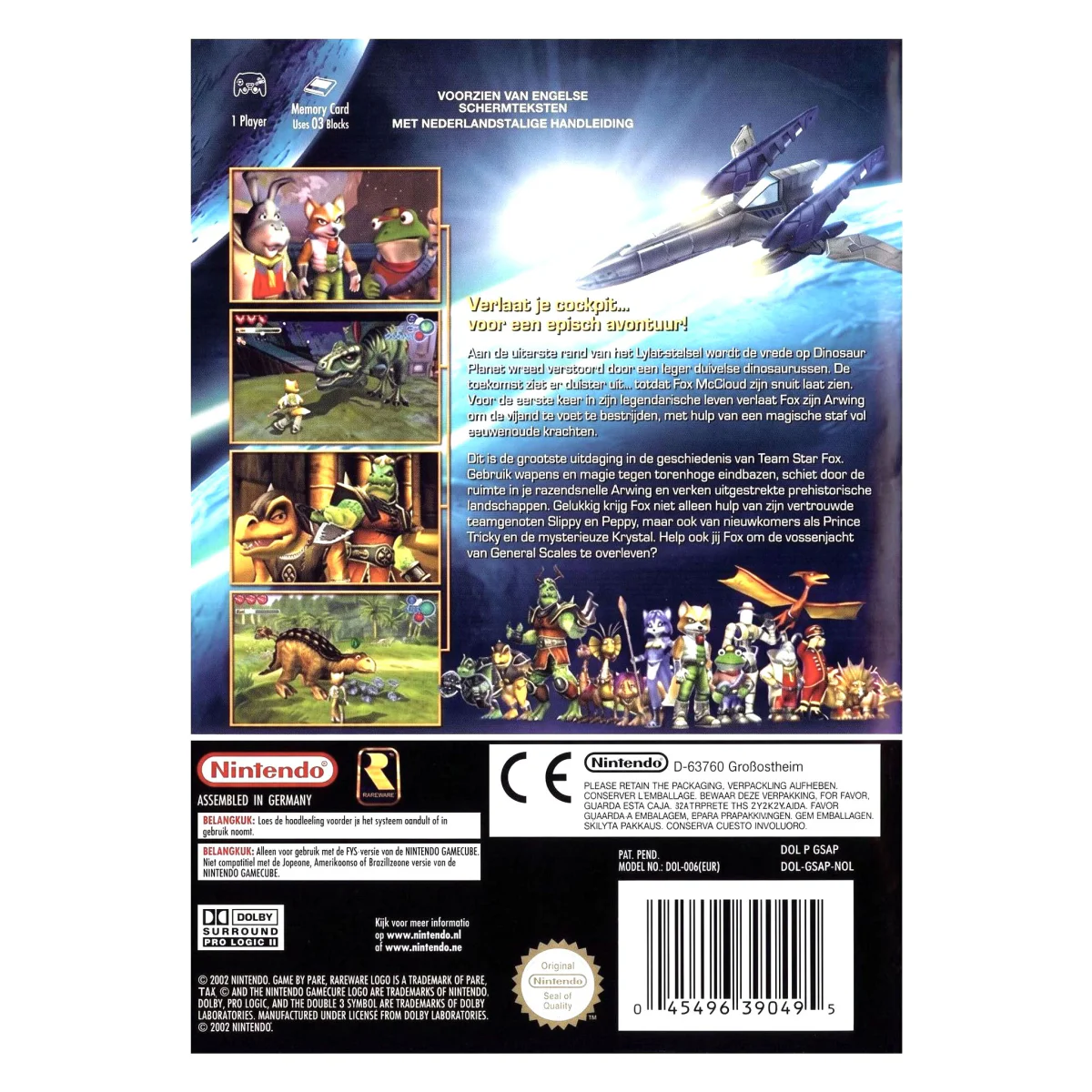 Star Fox Adventures (Player's Choice) GameCube Achterkant — Game in doos
