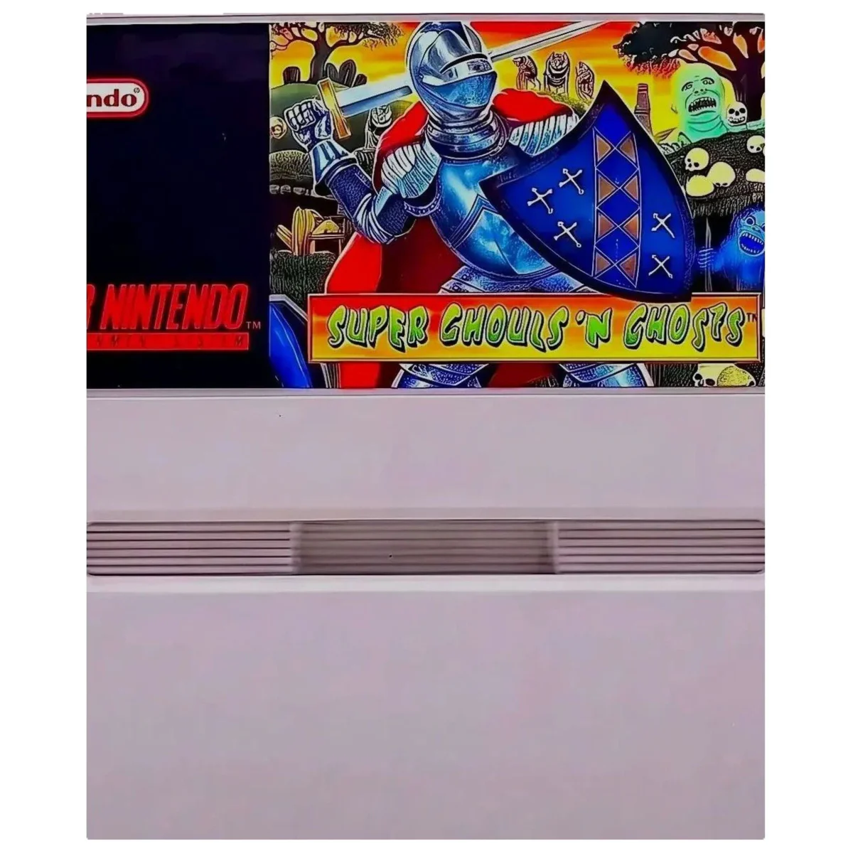 Super Ghouls 'n Ghosts Super Nintendo Label — Losse cartridge