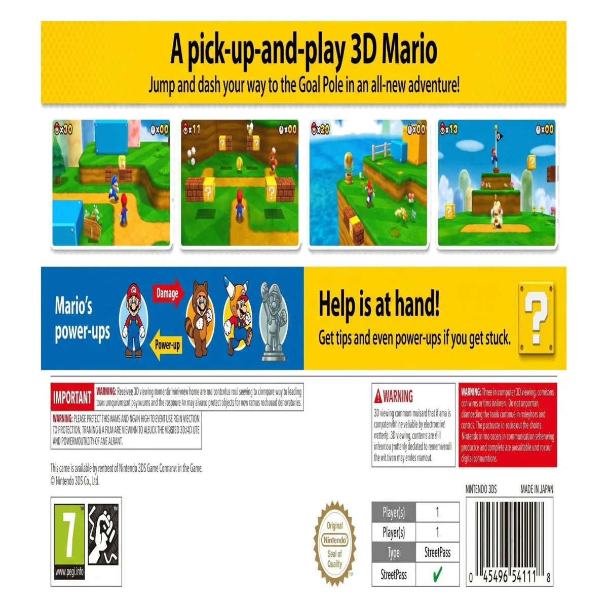 Super Mario 3D Land Nintendo 3DS Achterkant — Game in doos