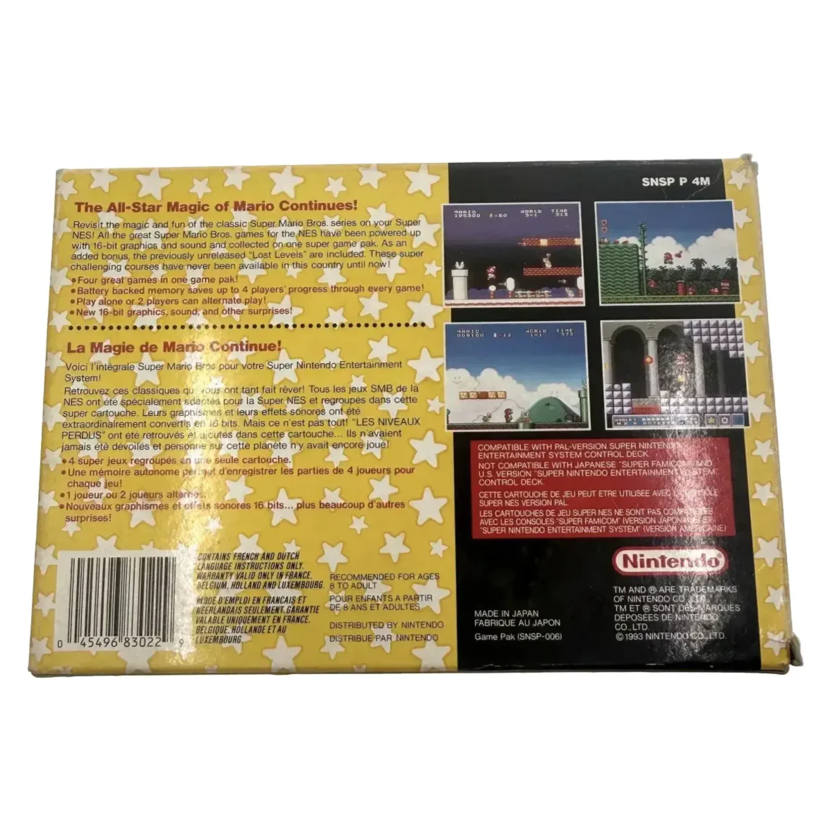 Super Mario All-Stars Super Nintendo Achterkant — Game in doos