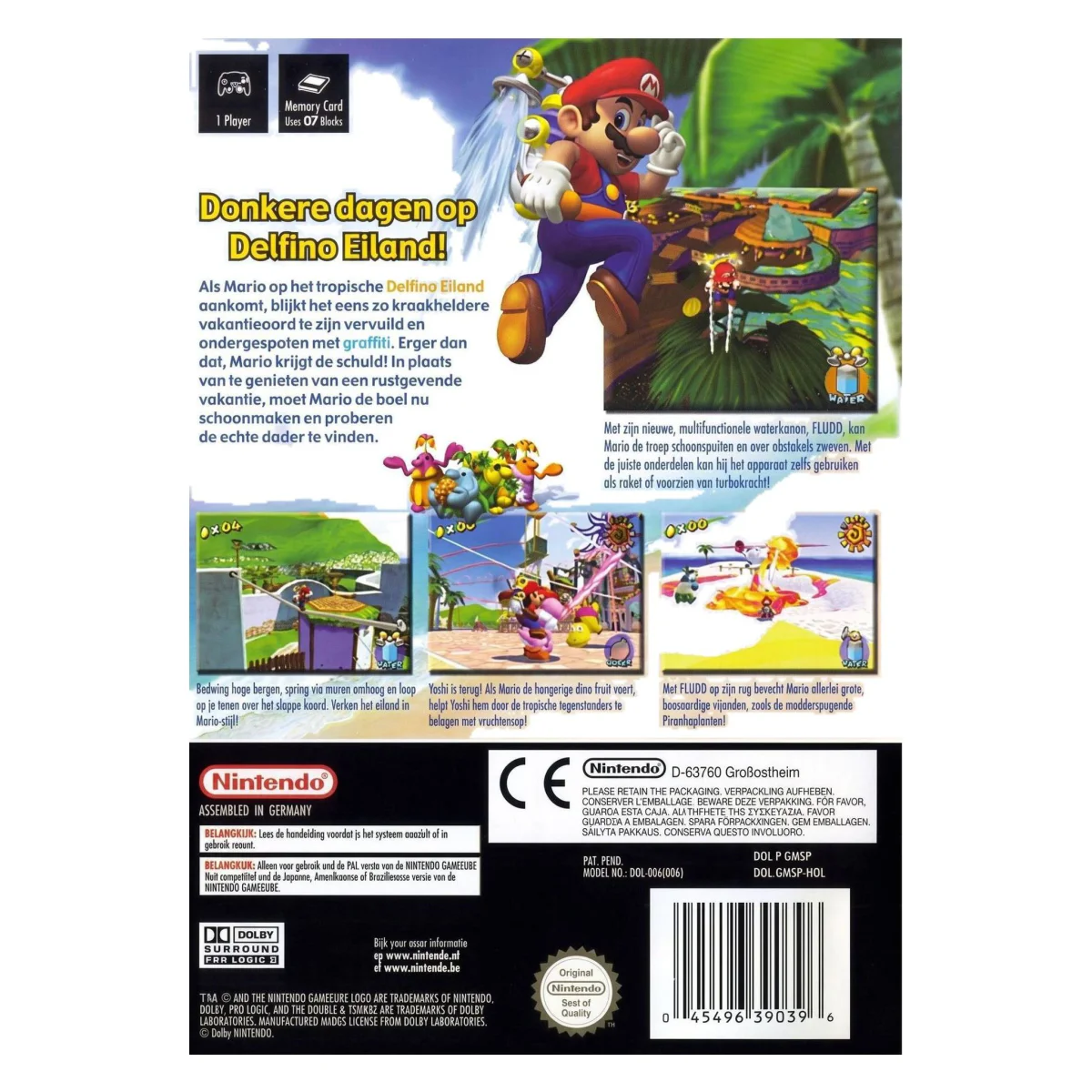 Super Mario Sunshine (GameCube) — verso