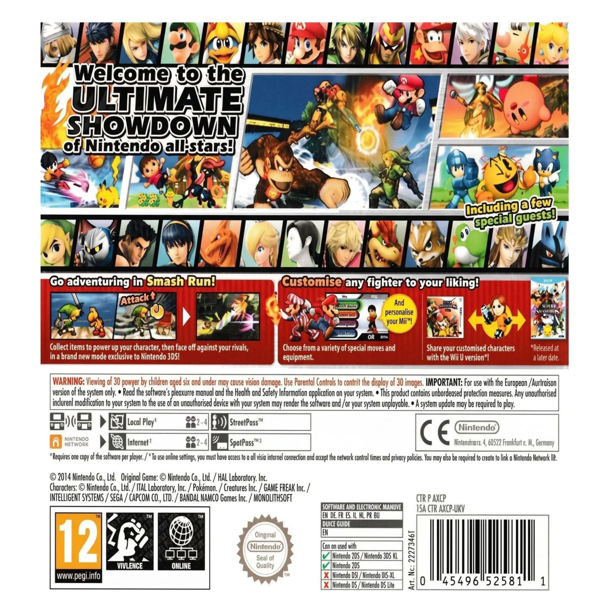 Super Smash Bros. for Nintendo 3DS (Nintendo 3DS) — bagside