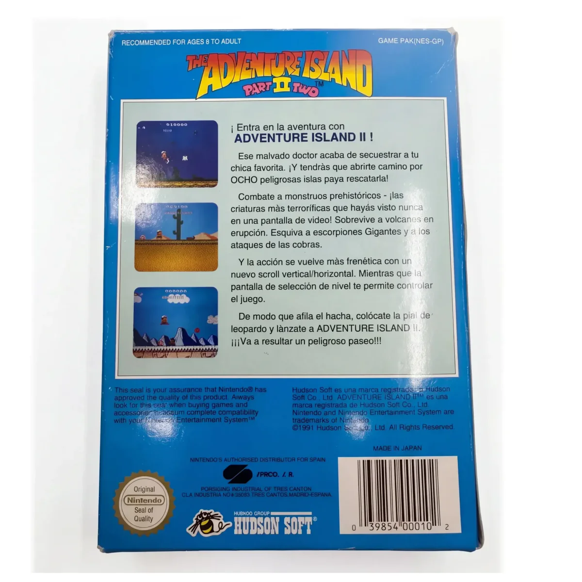 The Adventure Island Part II (NES) — zadní strana